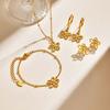 Fashion Flower Bracelet for Women,Gold Plated Stainless Steel Chain Bracelets,Set Charms Jewelry Accessories Gift