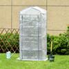 4 Tier Mini Portable Greenhouse Compact Plant Grow Shed Metal Frame PE Cover with Lockable Rolling Wheels, White