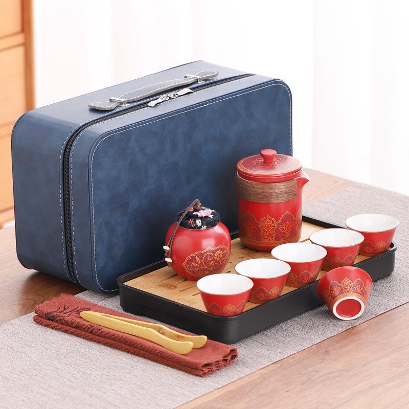 Portable Ceramic Gongfu Outdoor Tea Set with Kuaike Cups - Ideal for Business Gifts and Travel.