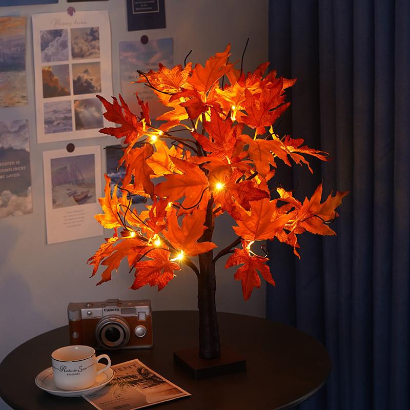 Indoor Led Maple Tree Lamp With 24 Leds For Christmas Thanksgiving Party Home Decoration