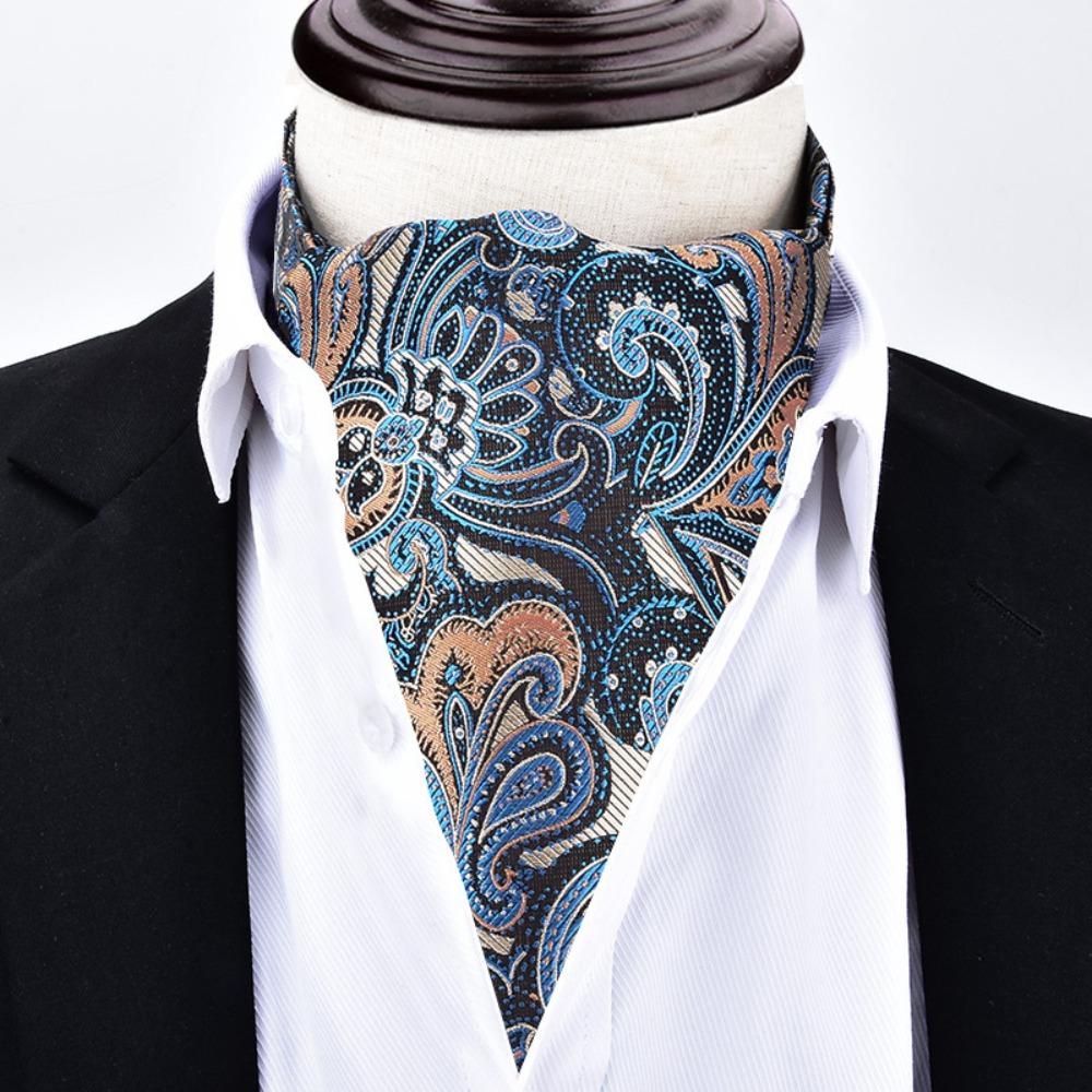 Floral Pattern Ascot Tie Paisley Polka Dot Self Tie Vintage Cravat Tie  Wedding Party