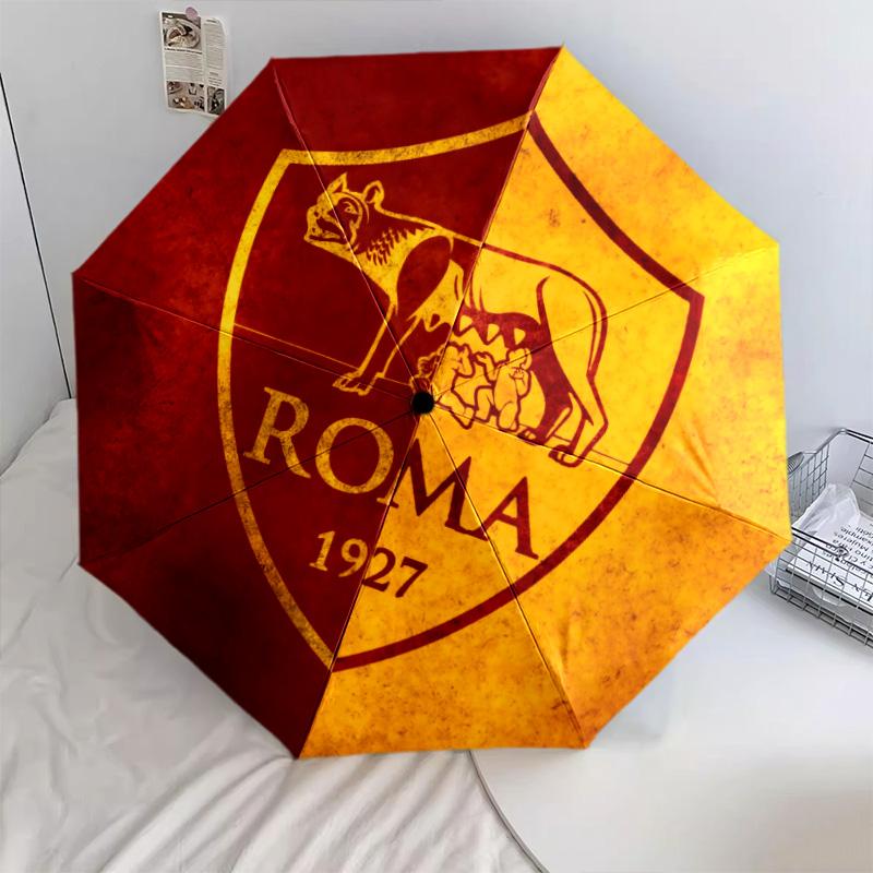 AS Roma  Pattern, Automatic Folding Umbrella, Portable and Foldable Design, 8 Ribs, a Christmas or Birthday Gift.