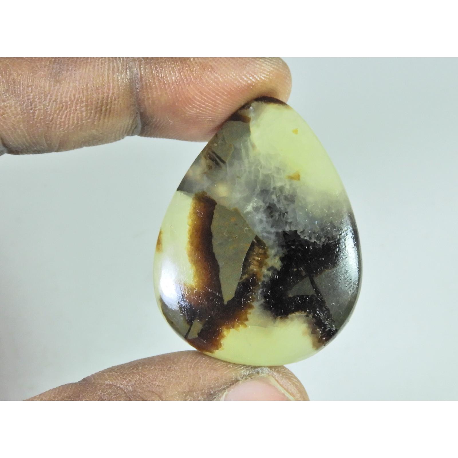 64Cts. Natural Multi Septarian Pear Cabochon Loose Gemstone 31X41X06 MM B-394