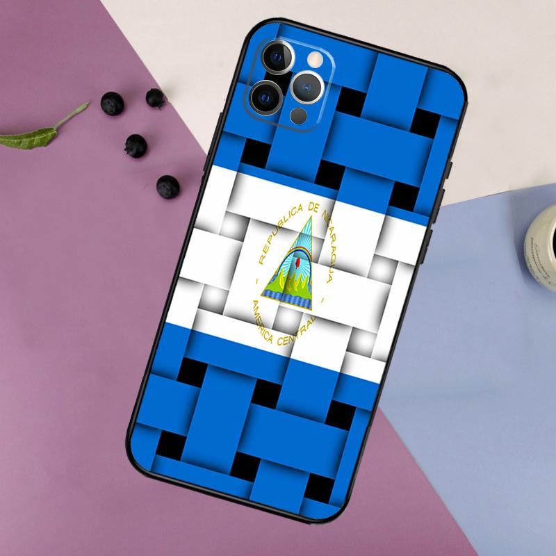 Nicaragua Flag Phone Case For iPhone 16 15 11 12 13 14 Pro Max 7 8 Plus XS Max X XR Silicone Back Cover