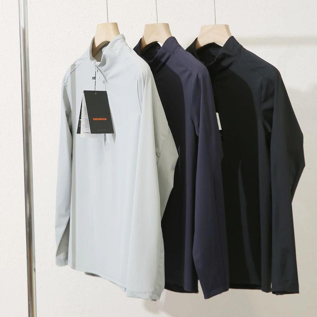 Men's High-Elastic Breathable Long Sleeve Half-Zip Fitness Top for Spring and Autumn