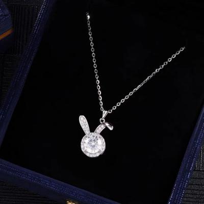 1 Stück Damen Cooler Stil Niedlicher Hase Kupfer und Zirkonia Anhänger Halskette