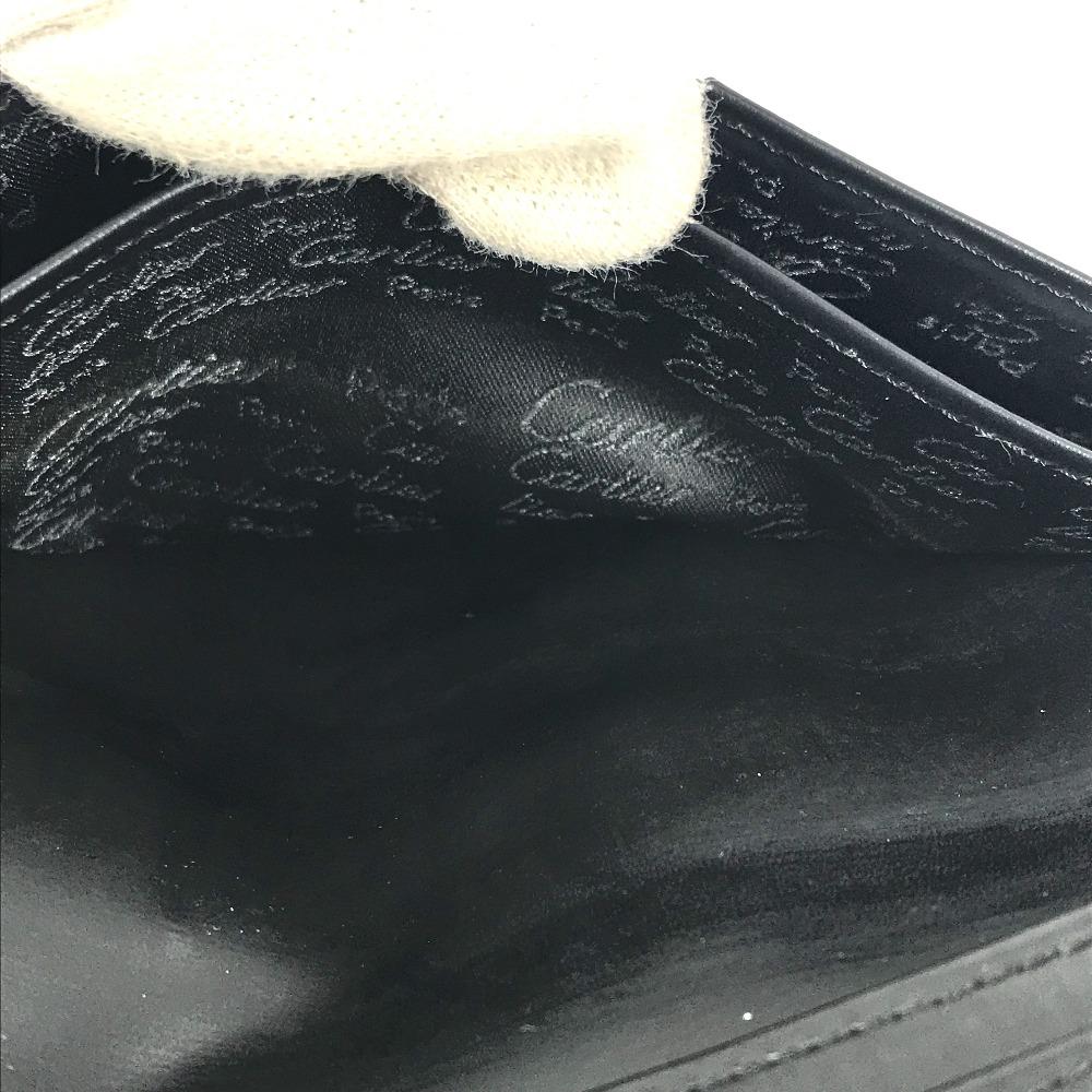Cartier Must De Line Small Items Wallet Bifold Long Wallet Leather Black