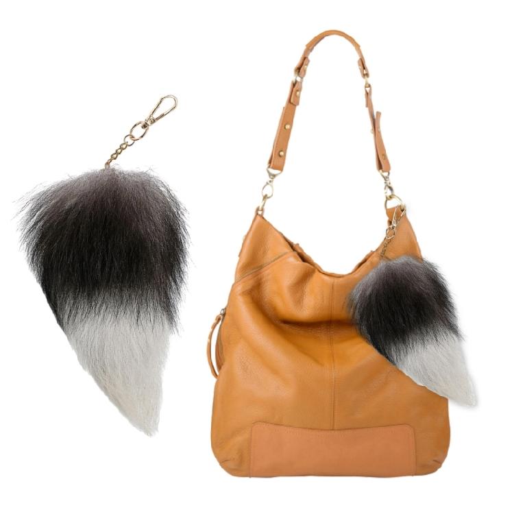 Gradient Foxes Furs Tail Tassels Keyring Fashion Pendant Keychain Handbag Charm