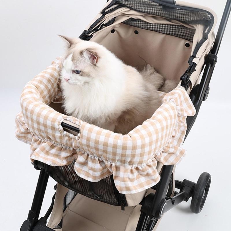 Pet Strollers Pad with Pillow for Pushchair Use Strong Polyester Fabric Thicken Cushion for Small Animal Outdoor Use