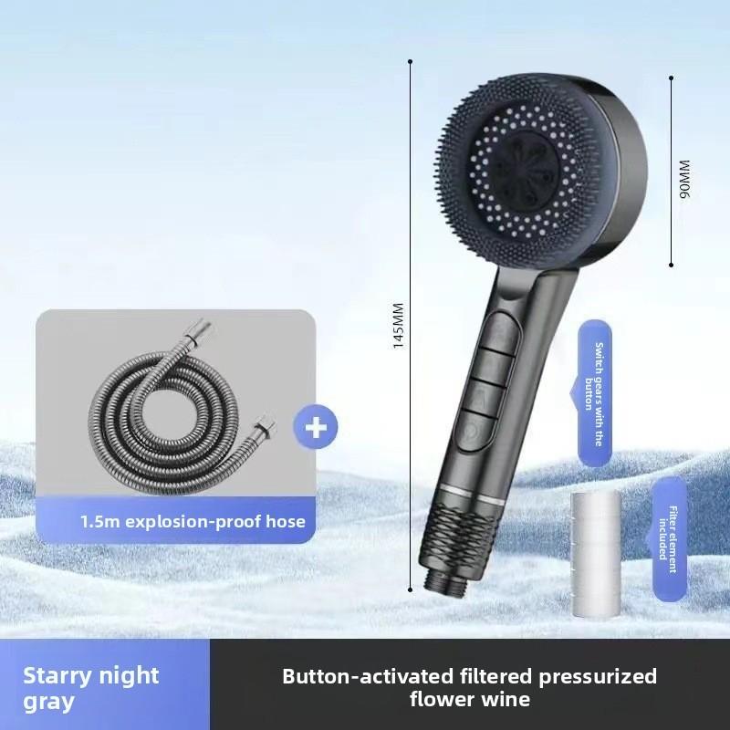 Piano Pressure Boost Shower Head Multifunction Rain Spray For Home Bathing And Massage