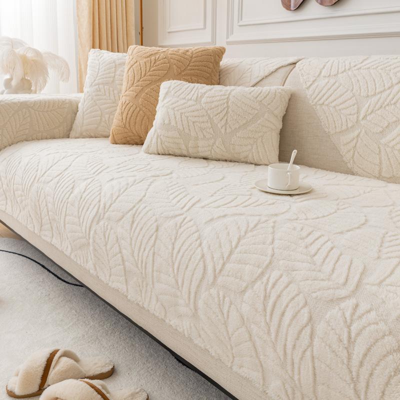 Thickening Sofa Cushion Winter Japanese Banana Leaf Cushions Seat Cushions Cover Cloth Plush Sofa Cover Simple Non-Slip