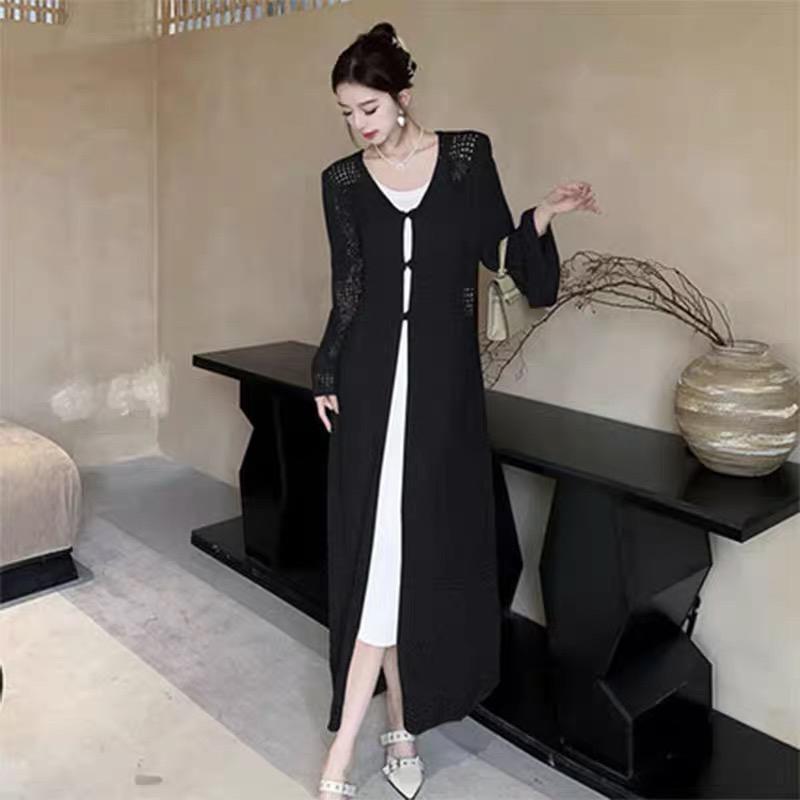 Női 2025 Tavasz/Nyár Nyitott Kötésű Kardigán Kínai Békagombbal - Laza Fit, Napvédelem.