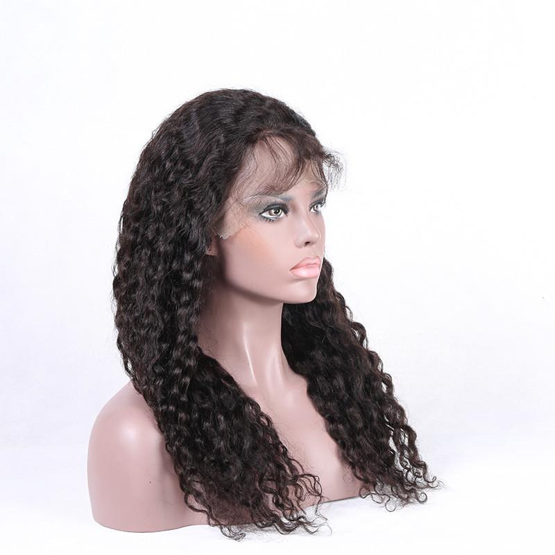 Hochwertige Bresilienne Nature Noir Damen Lang Lockig Wellig Spitze Front Perücke für mühelosen Stil