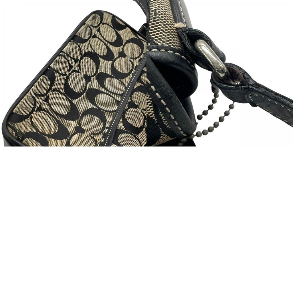 Used COACHShoulder Bag black/beige canvas/leather Women