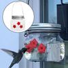 Garden Hanging Hummingbird Feeder with 3 Feeding Ports Clear Window Plastic Bird Feeder for Outdoor Balcony Use