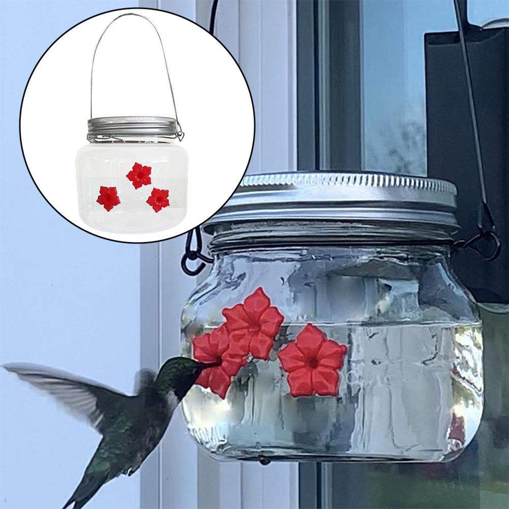 Garden Hanging Hummingbird Feeder with 3 Feeding Ports Clear Window Plastic Bird Feeder for Outdoor Balcony Use
