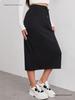 European-American Casual Elastic Waist Slit Skirt