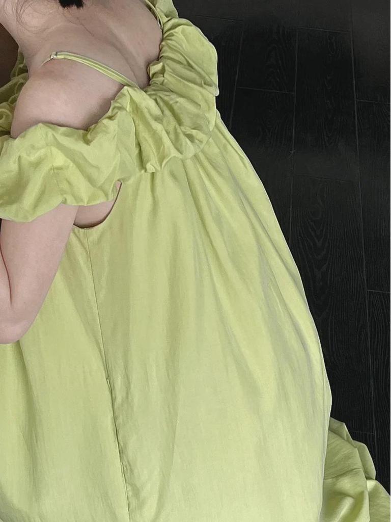 Luxi Tencel Tek Omuz Fırfırlı Tüp Elbise - Kore Stili