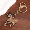 Animal Design Goat Sheep Rhinestone Keychain Shiny Crystal Alloy Key Ring Lovely Bag Pendant for Car Key Schoolbag Decor