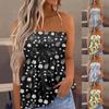 Tube-Tops für Damen, süßes, sexy, schulterfreies, ärmelloses T-Shirt mit Aufdruck