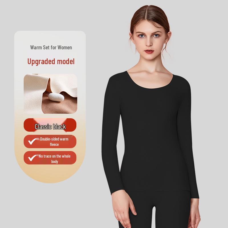 Velvet Women's Seamless Thermal Fleece-Lined Underwear Set for Autumn Winter