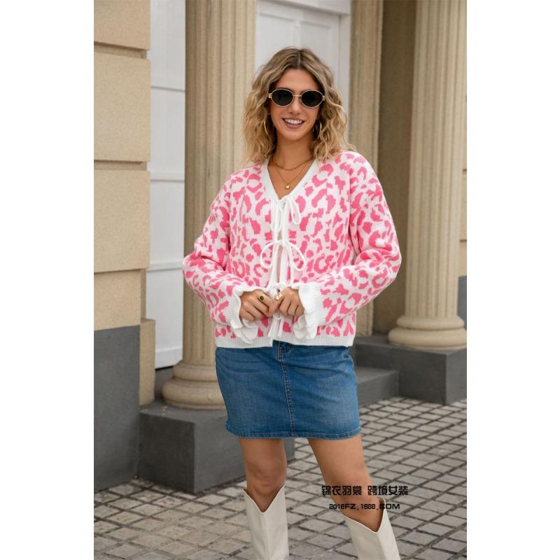 2025 New Winter Women's Jacquard Strap Cardigan Personality Knitted Short Sweater Jacket for Women