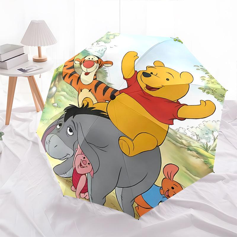 Winnie-the-Pooh, Friendship Themed Automatic Opening and Closing Umbrella, Brightly Colored 8-rib Portable Umbrella, Suitable for Men and Women, A Per