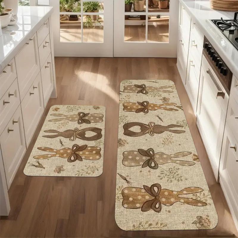 

VIKAMA Easter Kitchen Carpet Retro Soft Area Rug for Living Room and Bedroom Floor Mat Anti-Slip Entry Door Mat Home Decoration 40x60cm 1pc