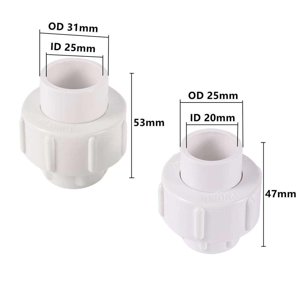 White Inner Diameter 20/25mm PVC Union Connector Garden Agriculture Irrigation Water Pipe Fittings Aquarium Fish Tank Tube Joint