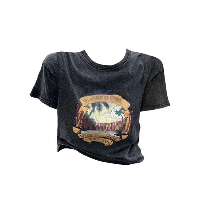 

Amazon Short Sleeve T-shirt Sweet Sexy Oversize Women s Clothing Wash Water Black XL