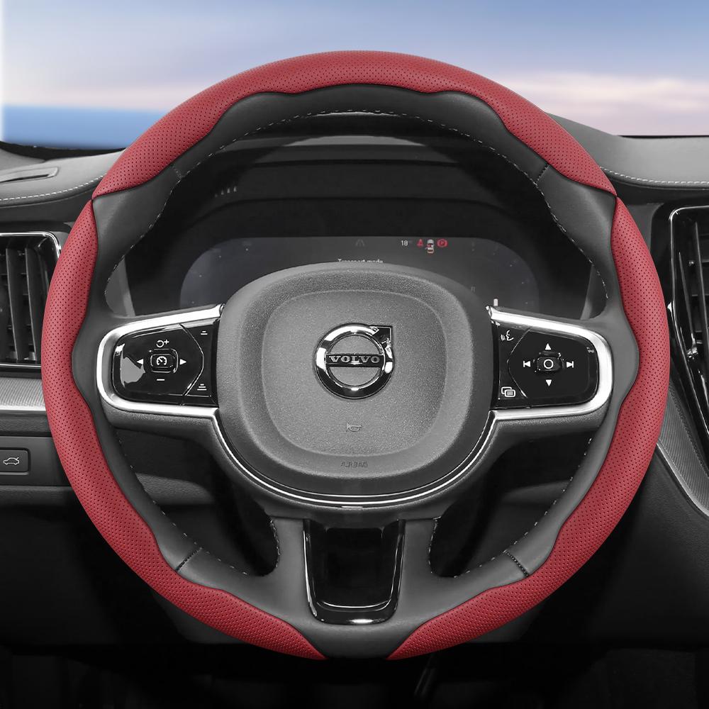 Suitable for Volvo Breathable Holes Leather Steering Wheel Cover Segmented Quick Release Design Non-Slip Durable V40 V70 S60 C30 S40 