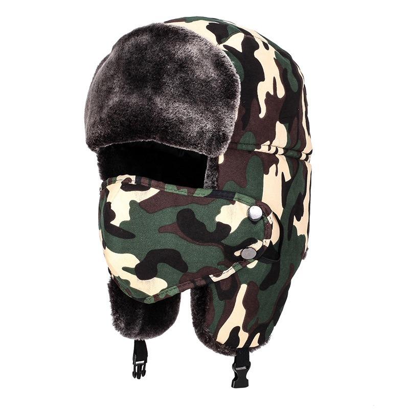 Camouflage thickened winter outdoor ear protection warm hat men's and women's cycling windproof and cold-proof cotton hat