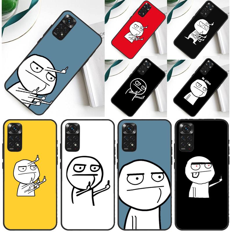 Funny Man Middle Finger Case For Xiaomi Redmi Note 13 14 Pro 12 9 10 11 Pro 10S 11S 12S Redmi 14C 13C 10C 12C Cover
