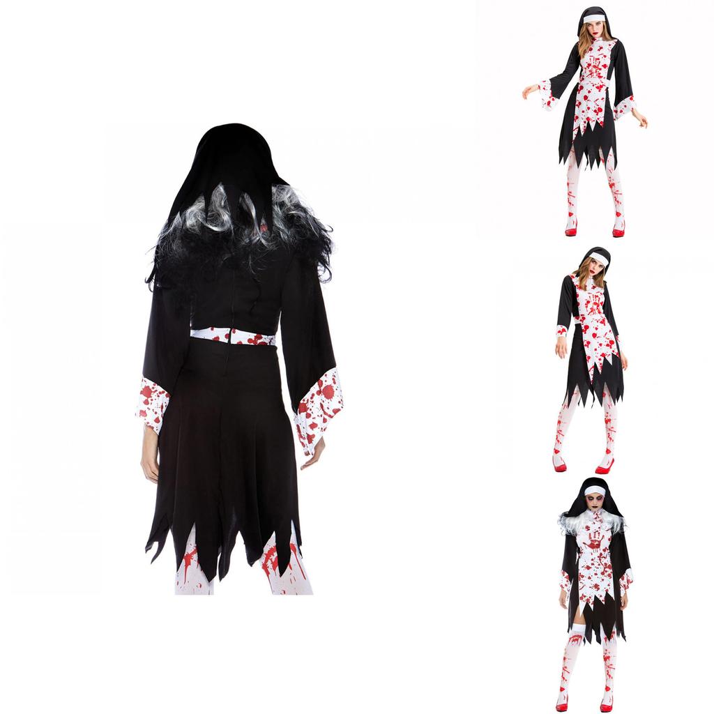 Scary Halloween Horror Nun Ghost Cosplay Costume For Women