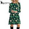 [You're My Secret] Women Spring Autumn Long Sleeve Dress Irish Shamrock Clover Graphic Print St Patricks Day Praty Dress Female