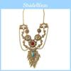 Ethnic Vintage Alloy Necklace With Geometric Pendant And Water Wave Chain For Women