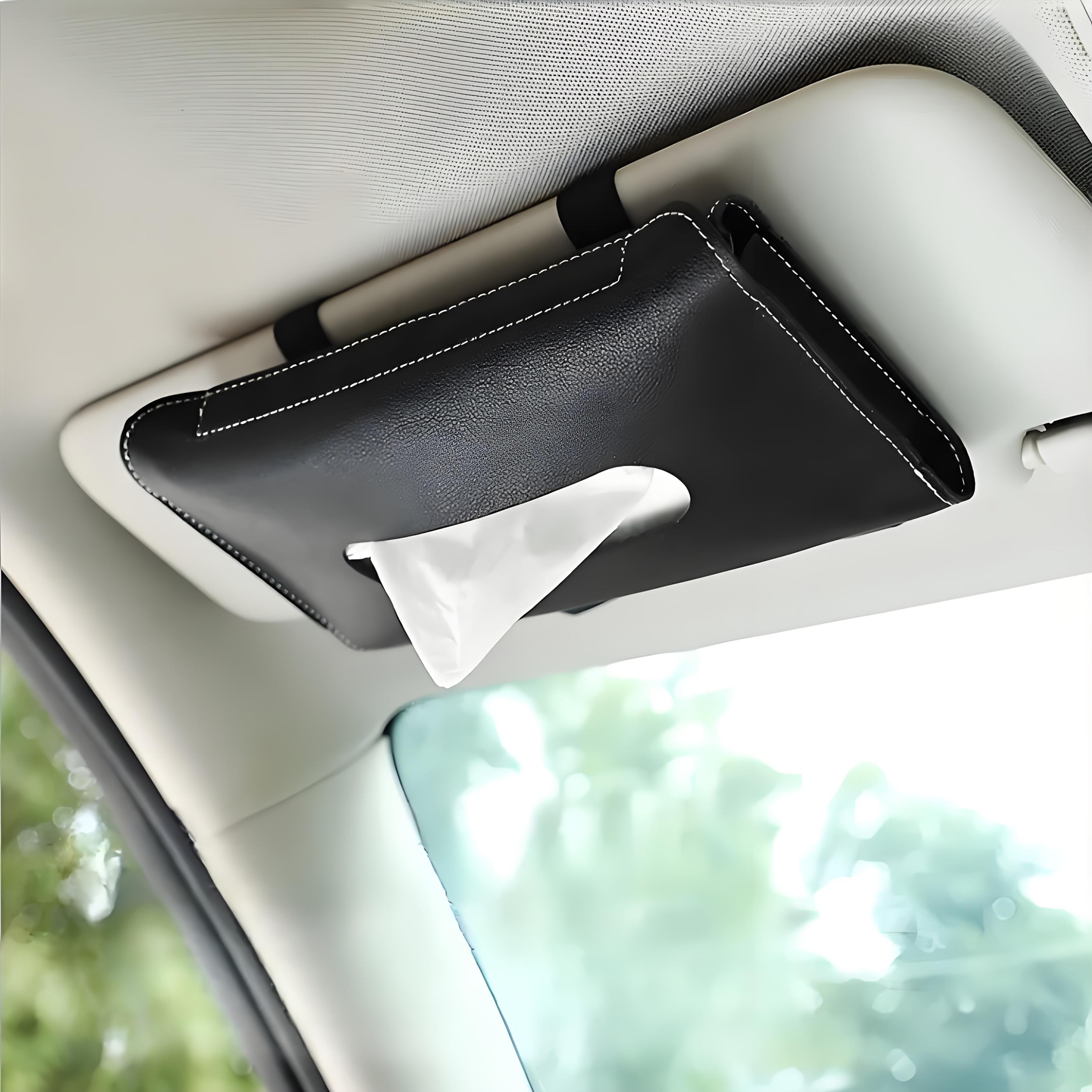 

Car Tissue Box PU Leather Car Sun Visor Paper Holder, Creative Armrest Storage Bag, Suitable for Various Vehicle Models чорний