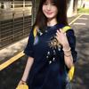 Navy Blue Round Neck Cotton Short-sleeved T-shirt Women's Summer New American Trendy Brand Design Sense Casual Loose Top