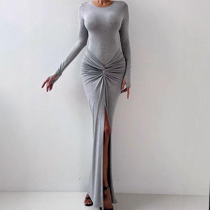 Fashion New Arrival Fashion Tops Split Skirt Suit Long Sleeve Top and Skirt Set