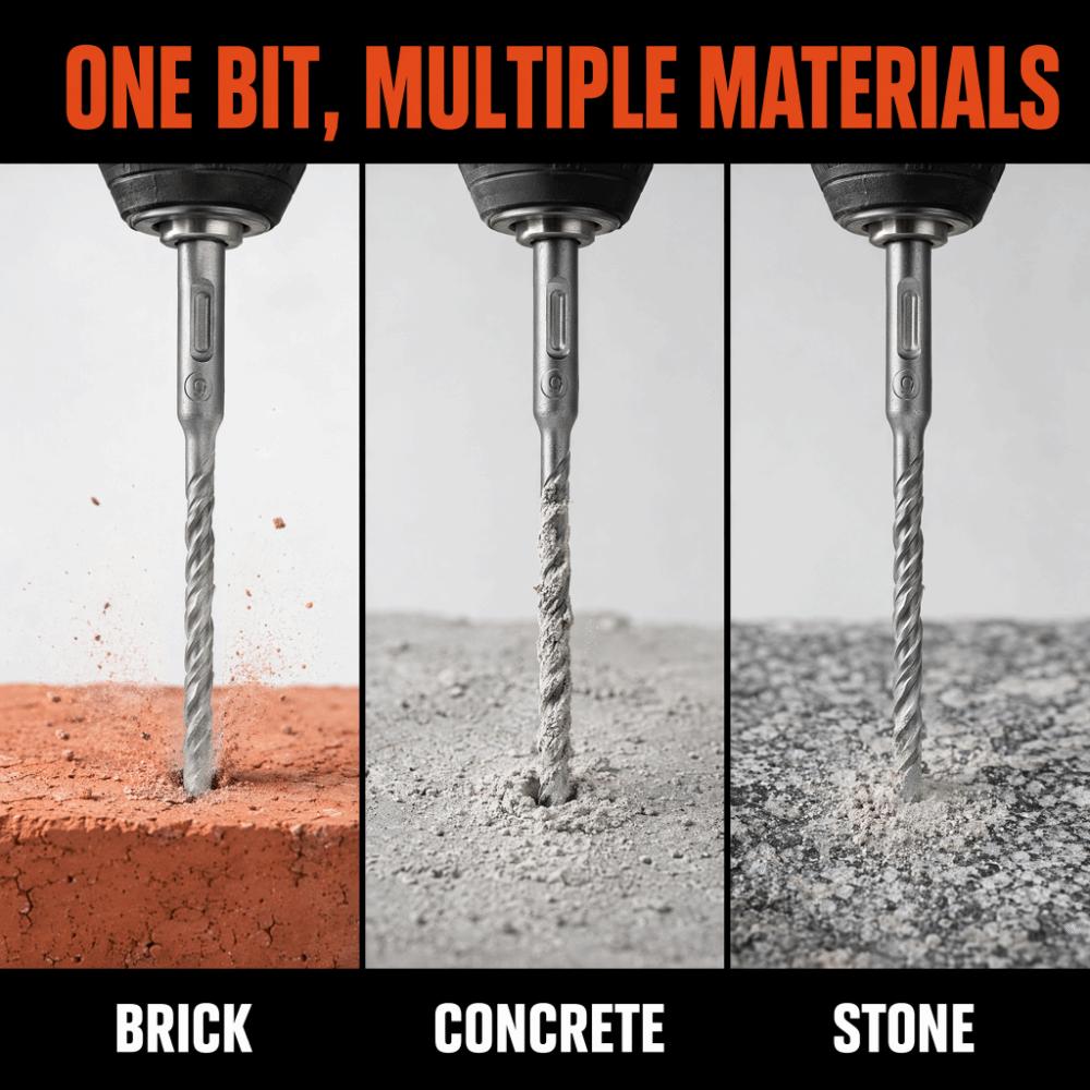 5pcs SDS-plus Rotary Hammer Drill Bit 2 Flute Masonry Drill Bit Carbide Tip Drill Bit  For Brick