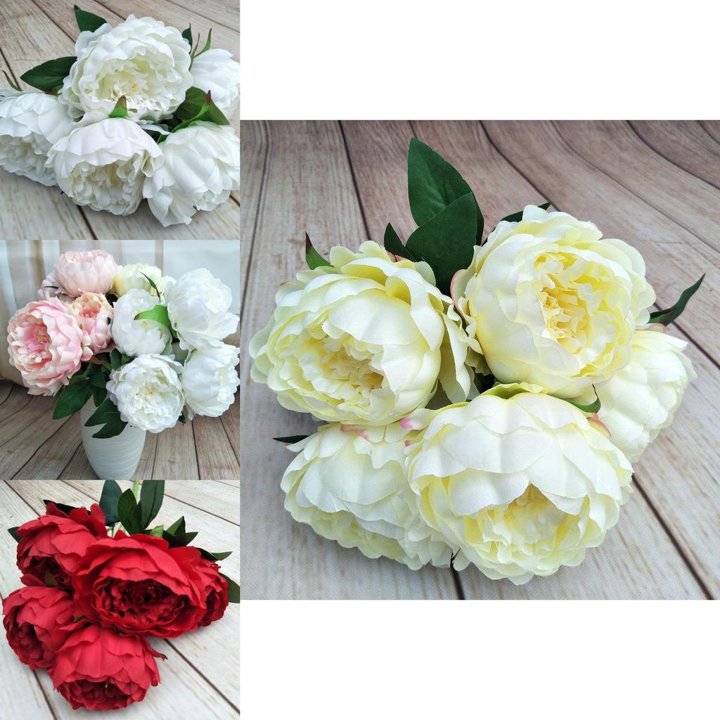 Elegant Fake Peony Bloom Wedding Centerpiece With Realistic Silk Petals For Home And Photography