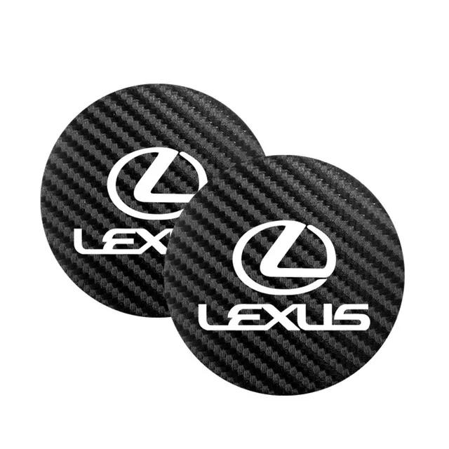 

For Lexus F SPORT ES RX NX LS UX LM LX GX LC RZ IS CT GS RC HS SC 2Pcs Car Carbon Leather Water Cup Pad Anti-noise Coaster Mat