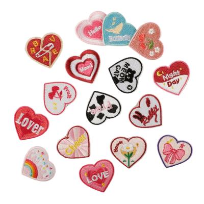 16 Pcs Love Heart Iron On Patches Applique Patches Bows Repair Patches Flower Embroidered Patches for Bag Decoration