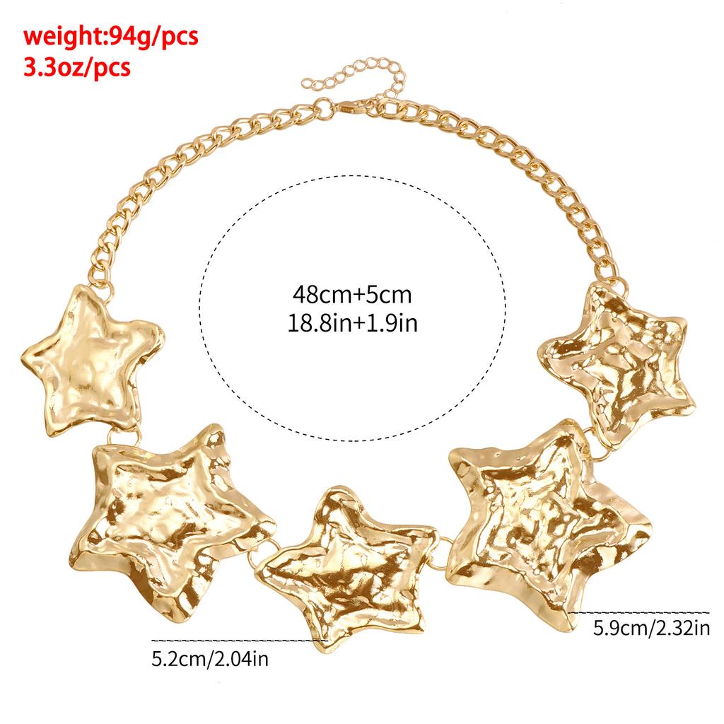 Cross-Border Jewelry, Summer Exaggerated Hipster Starfish Necklace, Creative Design Cool Metal Star Necklace