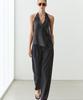 Masimodutti Cotton Blend Pleated Wide Pants