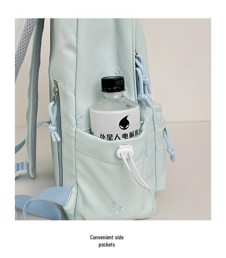 Girls' Versatile Shoulder Bag: Cute Embroidered Bow Backpack for Students and Travel
