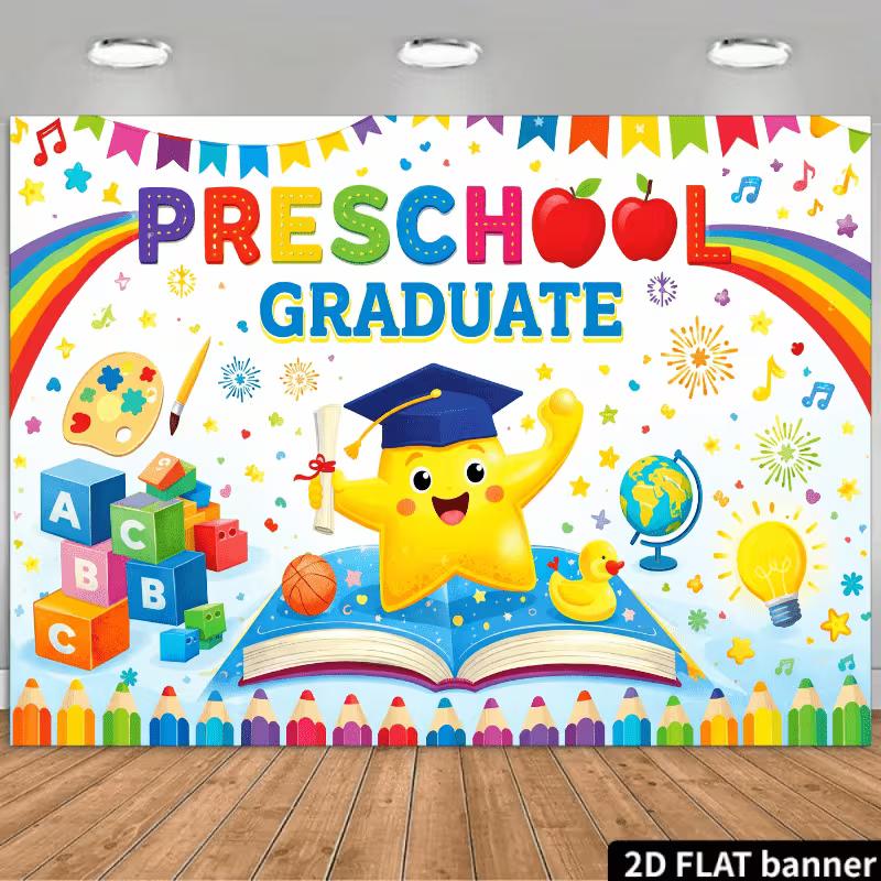 

2D Preschool Graduate Background Cloth Graduation Party Photography Prop 47.2x31.5inch/120*80cm