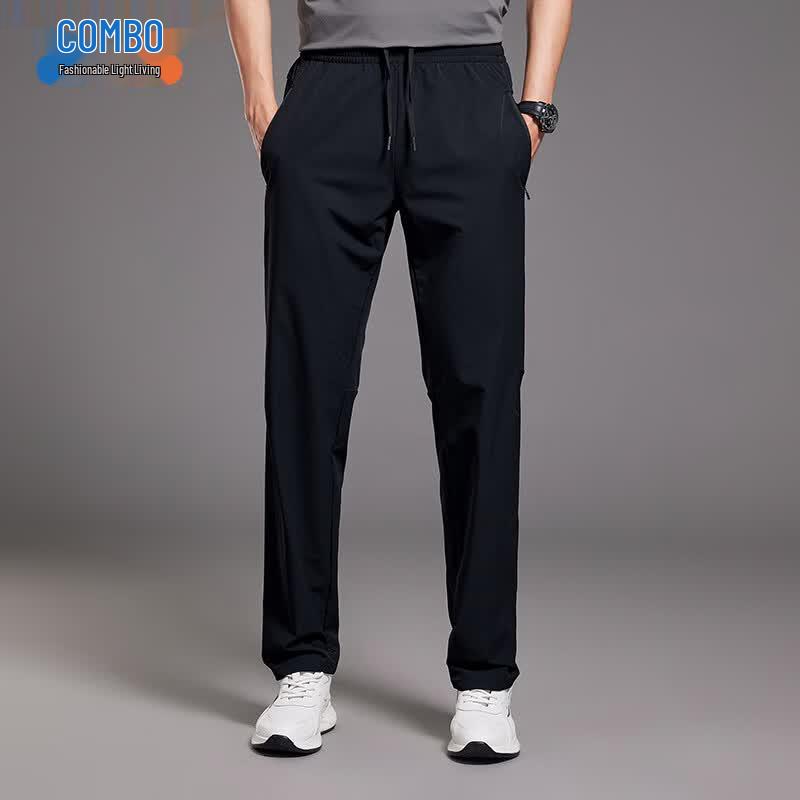 Kangbo Men s Spring/Summer Straight-Leg Elastic Waist Casual Pants S
