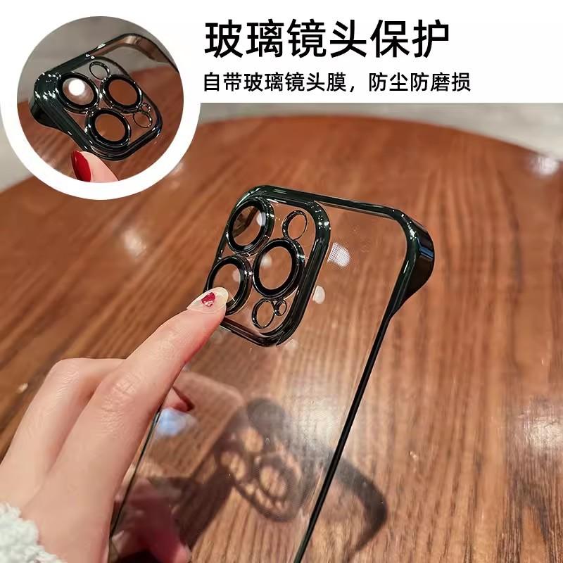 Applicable to iPhone11promax borderless electroplating mobile phone case transparent Apple 11 with lens film ultra-thin PC case