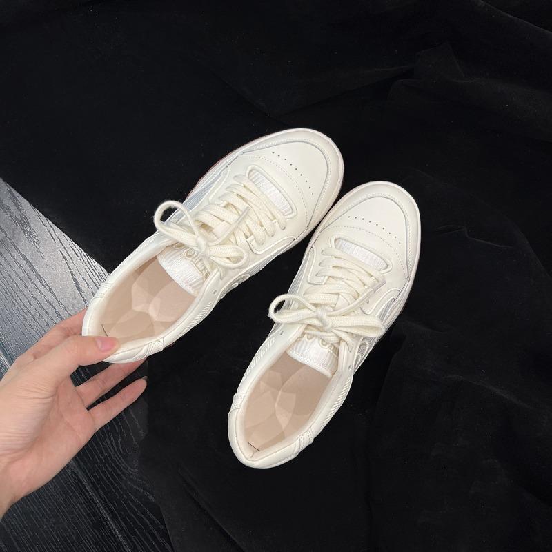 Versiune piele de vacă~ pantofi cu platformă din piele pantofi sport casual versatili noi pentru femei pantofi albi